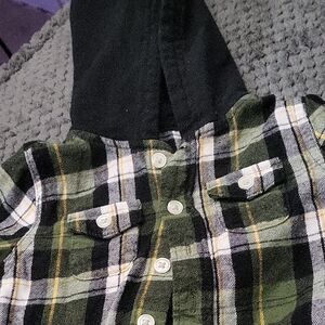 Plaid Green and Black Kids Hoodie